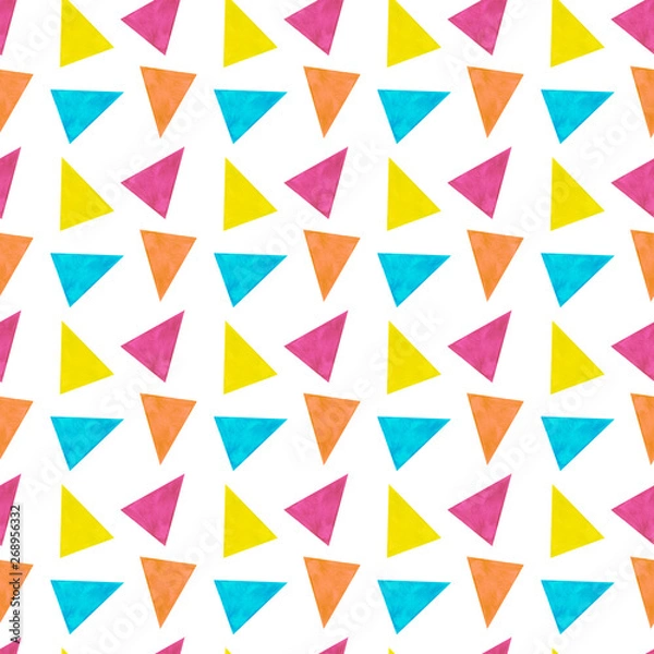 Fototapeta Seamless pattern triangles abstract pattern watercolor illustration backgrounds textures digital paper textiles wallpaper on the wall