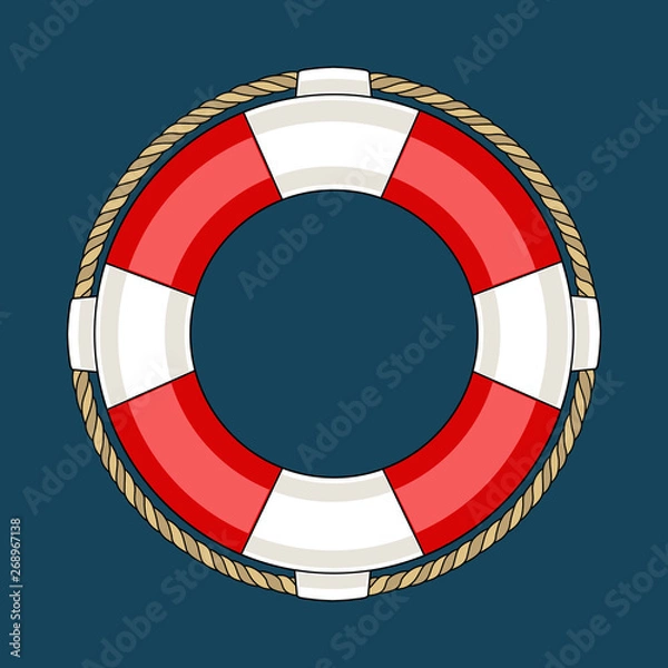 Obraz Vector image of a lifebuoy on a blue background.