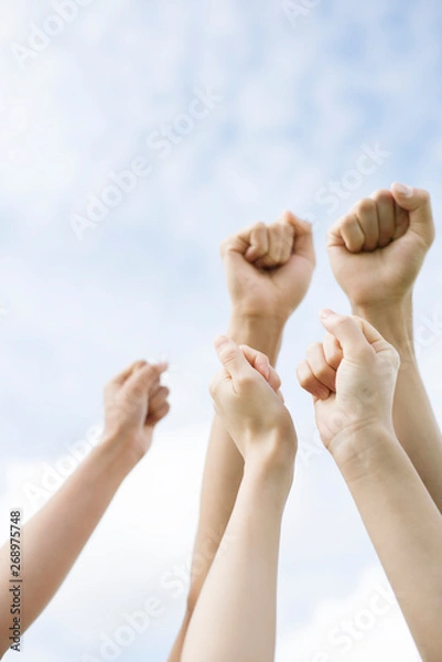 Obraz ガッツポーズをする手元