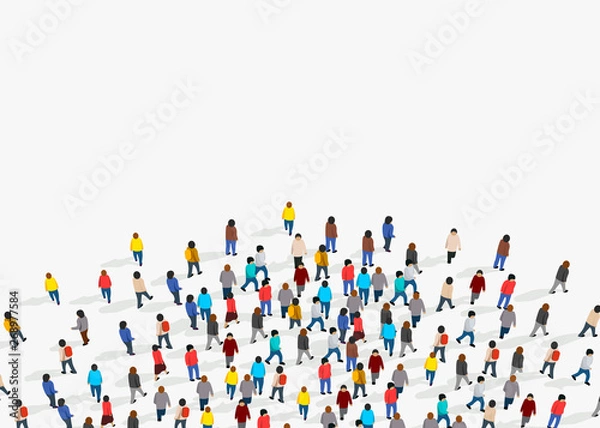 Fototapeta Large group of people on white background. People communication concept.