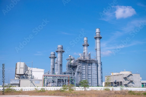 Fototapeta Natural gas combined cycle power plant and Turbine generator