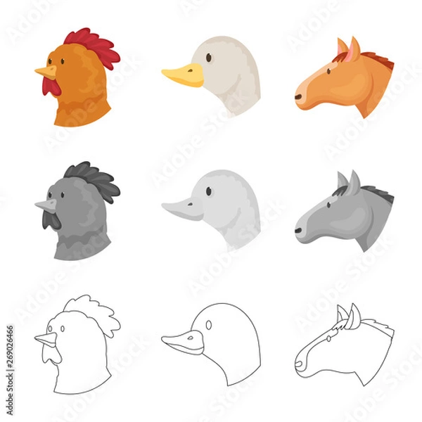 Obraz Vector illustration of agriculture and breeding sign. Collection of agriculture and organic  stock vector illustration.