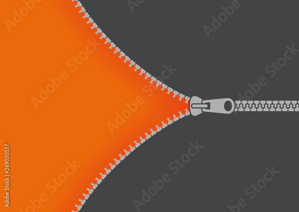 Obraz Vector opening zipper with orange base