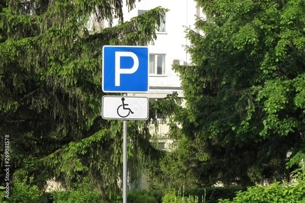 Obraz Disabled Parking Road Sign