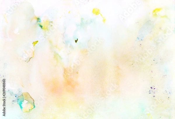 Obraz Abstract light orange, blue, yellow watercolor blurred background paper texture