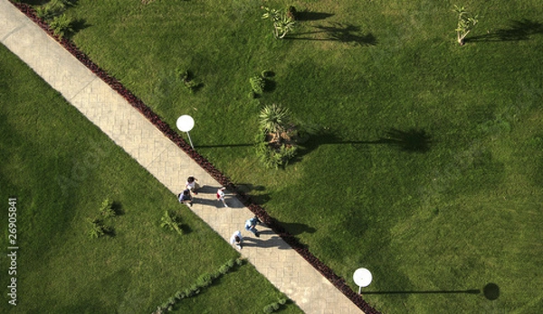 Obraz an elevated view of people walking in the garden