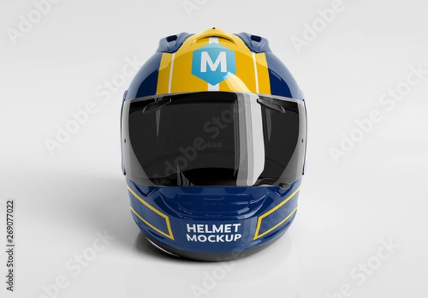 Fototapeta Kask motocyklowy na białym tle na biały makieta