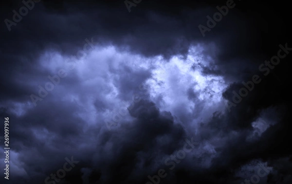 Fototapeta Thunder Sky. The sky is covered with gloomy rain clouds as a background.