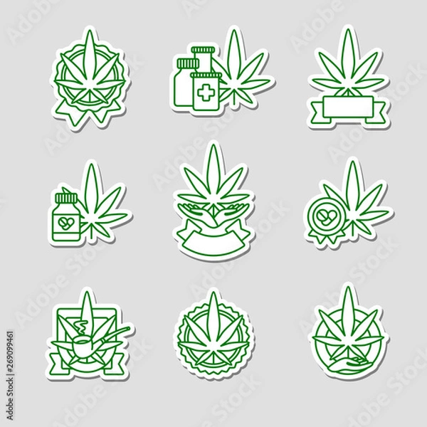 Fototapeta Cannabis, marijuana labels and elements set. Cannabis icon collection. Vector