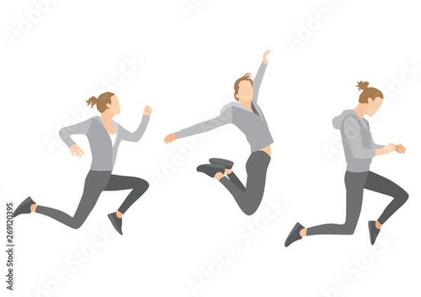 Fototapeta Woman jumping and running