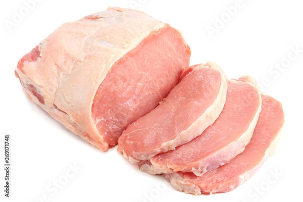 Obraz Raw pork meat isolated on white background