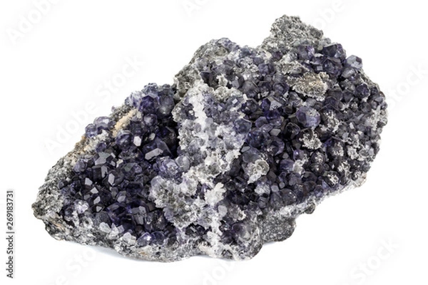 Fototapeta macro mineral fluorite stone on white background