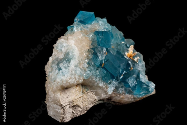 Fototapeta macro mineral fluorite stone on black background
