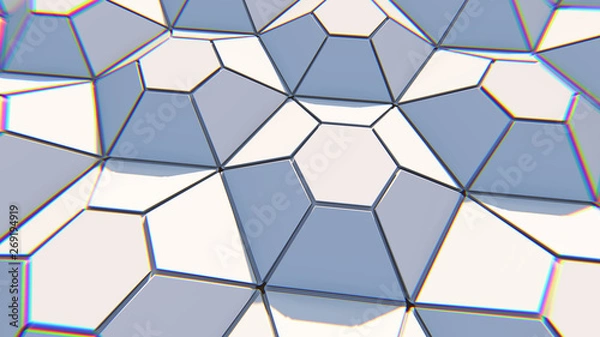 Fototapeta White geometric hexagonal abstract background. 3D illustration