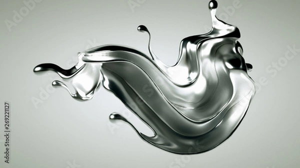 Fototapeta Silver splash. 3d illustration, 3d rendering.
