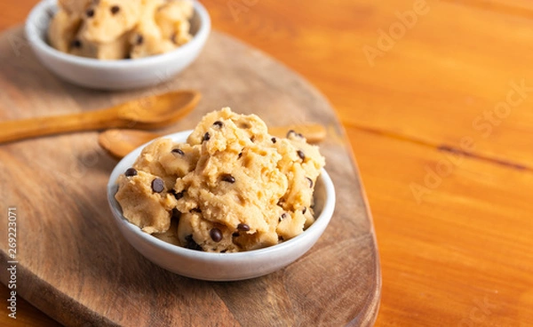 Obraz a serving of homemade cookie dough top view.