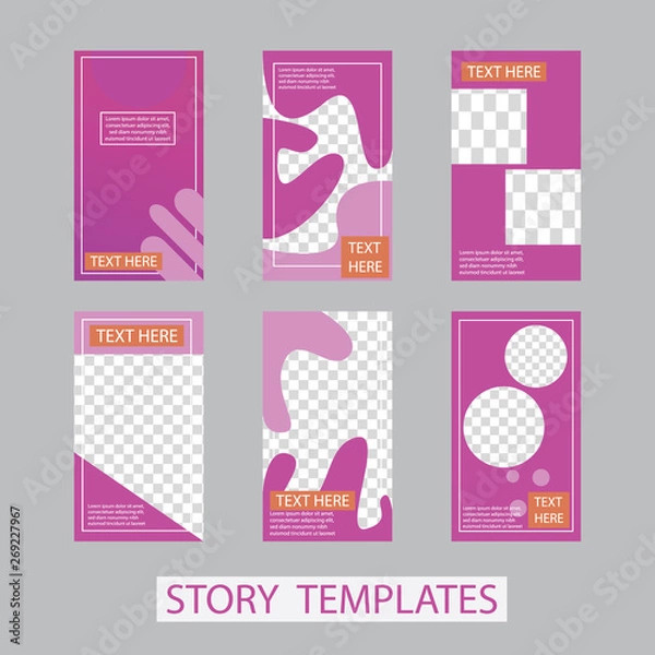 Fototapeta Vector illustration stories template set with liquid abstract modern gradient background for banner sale, presentation, flyer, poster, invitation. modern stories template design.