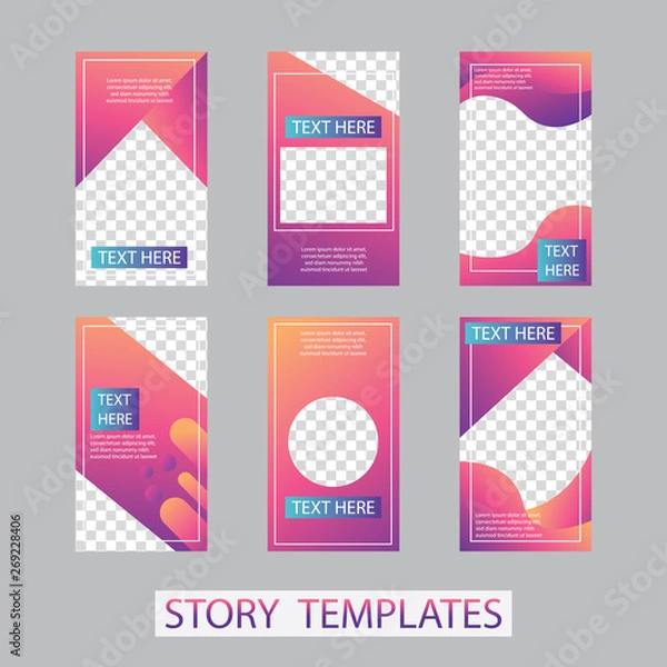 Fototapeta Vector illustration stories template set with liquid abstract modern gradient background for banner sale, presentation, flyer, poster, invitation. modern stories template design.