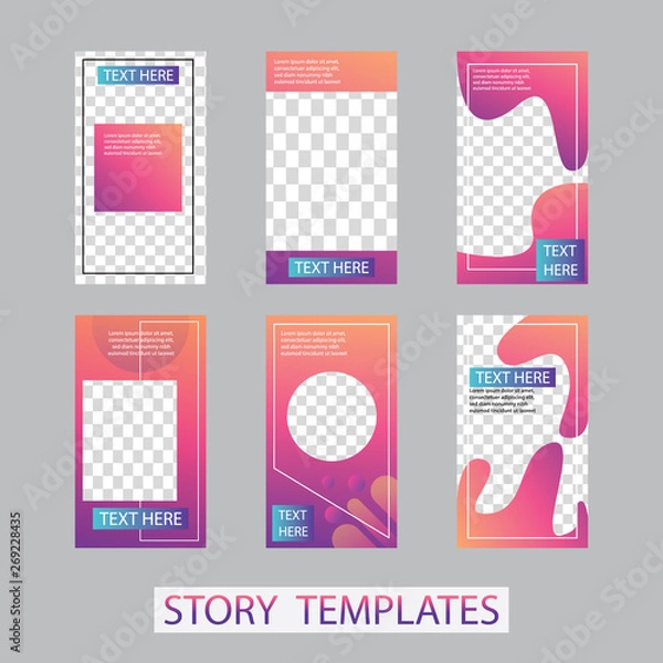 Fototapeta Vector illustration stories template set with liquid abstract modern gradient background for banner sale, presentation, flyer, poster, invitation. modern stories template design.