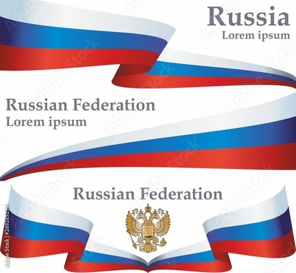 Fototapeta Flag of Russia, Russian Federation. Russian flag. June 12, Russia Day. Template for award design, an official document with the flag of Russia. Bright, colorful vector illustration.