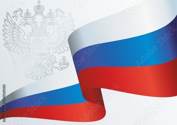 Fototapeta Flag of Russia, Russian Federation. Russian flag. June 12, Russia Day. Template for award design, an official document with the flag of Russia. Bright, colorful vector illustration.
