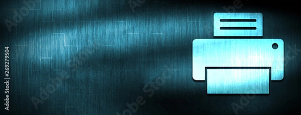 Fototapeta Printer icon abstract blue banner background