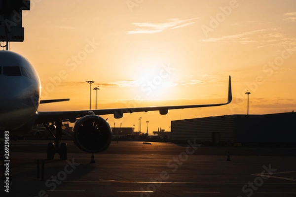 Obraz airplane at sunset