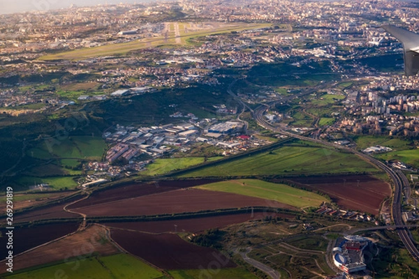 Fototapeta view from the plane over Loures, Lisbon