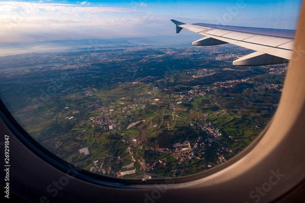 Fototapeta view from the plane over Lisbon