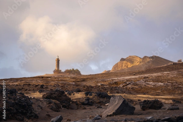 Fototapeta Ruins of the old lighthouse of Capelinhos in Faial island