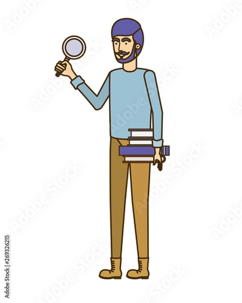 Fototapeta man standing with magnifying glass