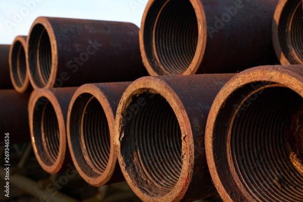 Fototapeta Pipes for drilling wells for oil and gas