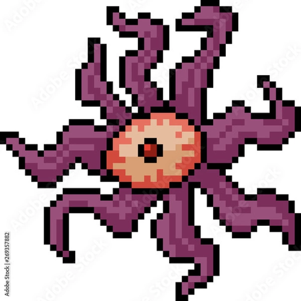 Fototapeta vector pixel art demon eye