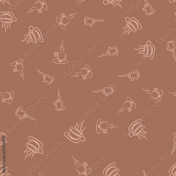 Fototapeta Coffee seamless vector pattern for Cup mug, restaurant or cafe menu design. 