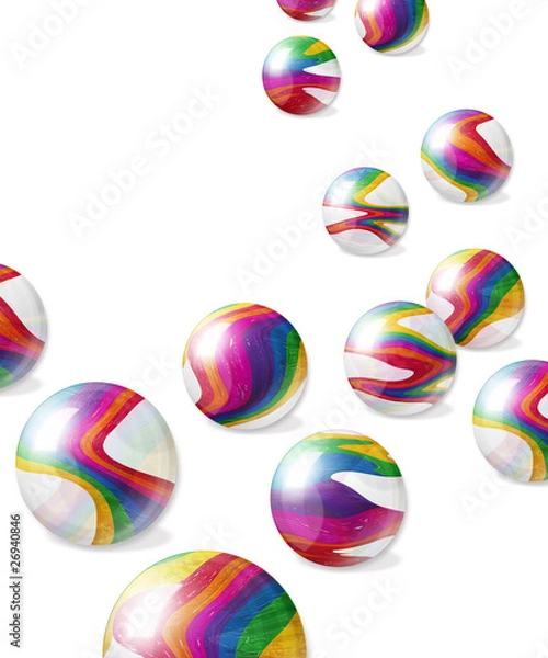 Fototapeta Rainbow marbles on white