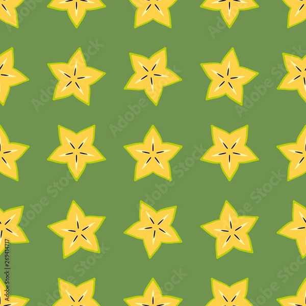 Fototapeta Starfruit Pattern with a beautiful flat background