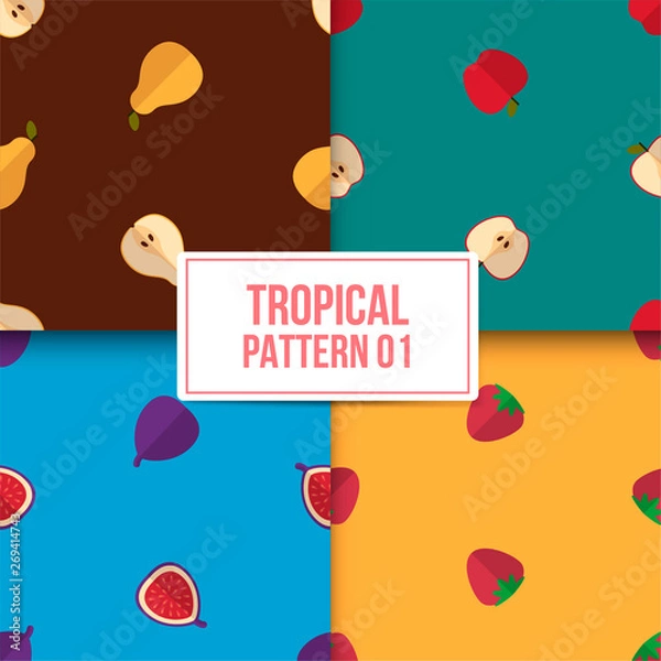 Fototapeta Bundle tropical Pattern 01 with a beautiful flat background