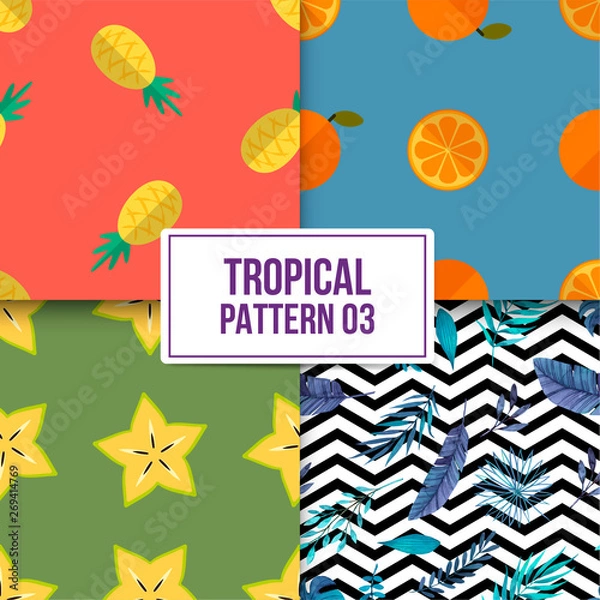 Fototapeta Bundle tropical Pattern 03 with a beautiful flat background