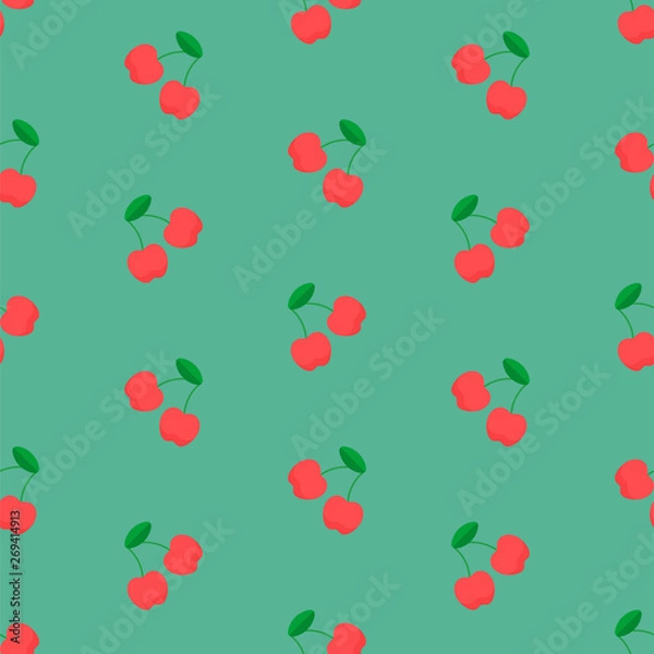 Fototapeta Cherry Pattern with a beautiful flat background