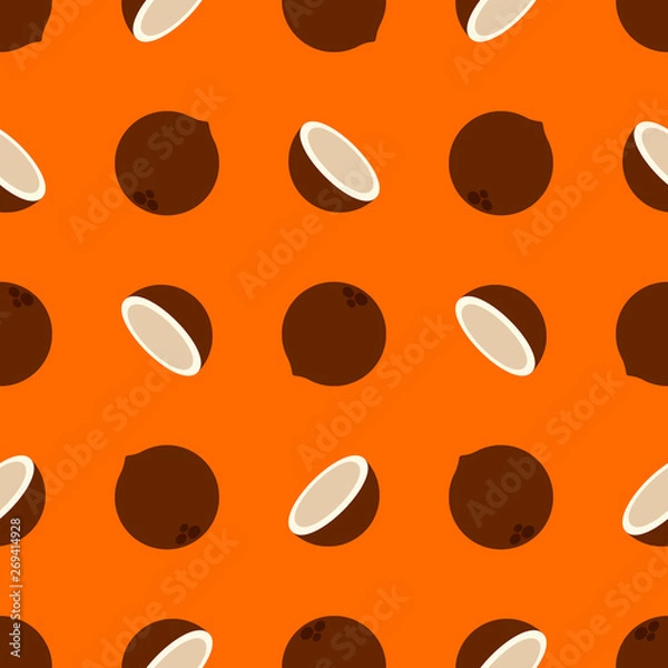 Fototapeta Coconut Pattern with a beautiful flat background