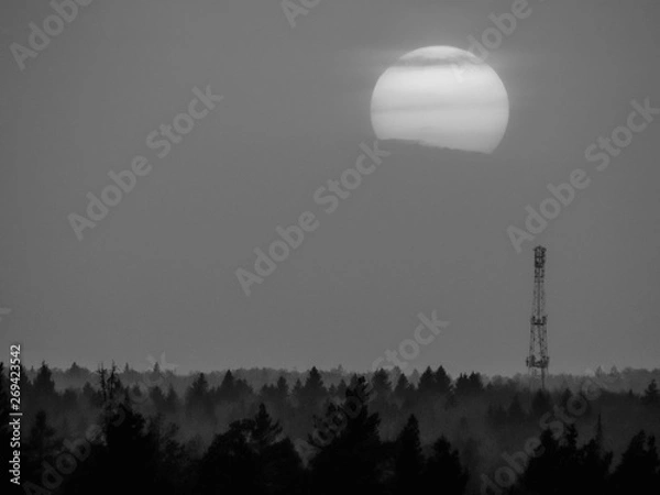 Fototapeta bnw sunset