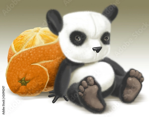 Obraz panda and an orange
