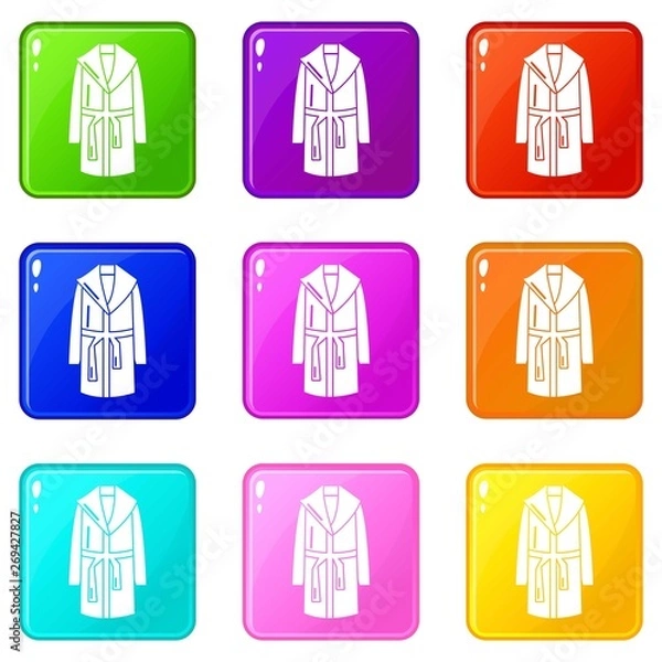 Obraz Bathrobe icons set 9 color collection isolated on white for any design