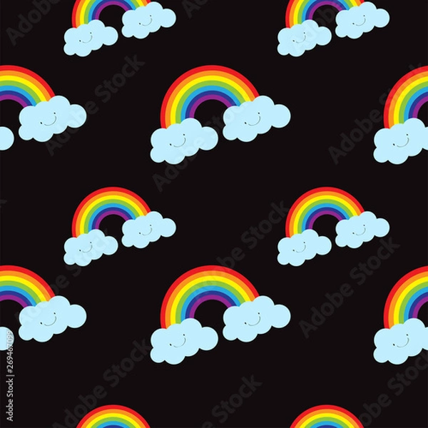 Obraz Seamless black background rainbow pattern vector