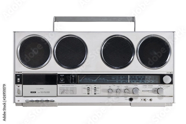 Fototapeta boom box ghettoblaster isoliert vor weiß