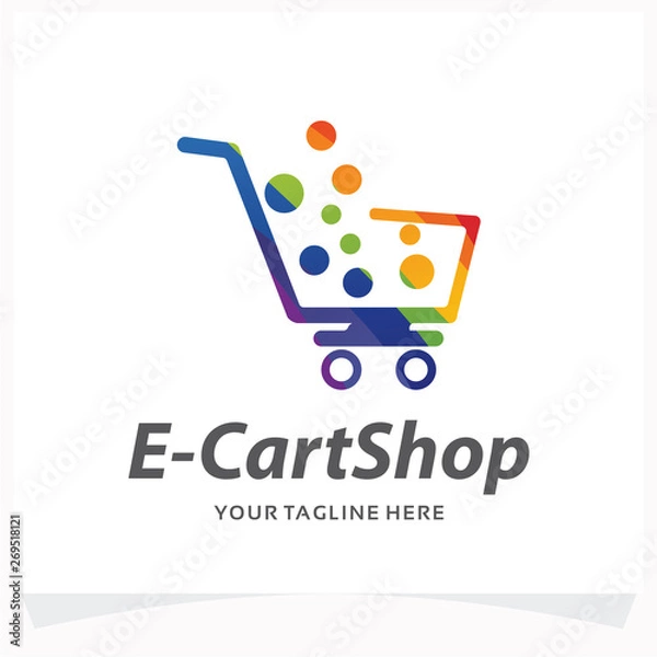 Fototapeta E-Cart Shop Logo Design Template