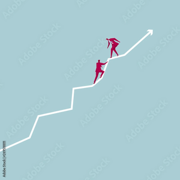 Obraz Teamwork, business concept. Isolated on blue background.
