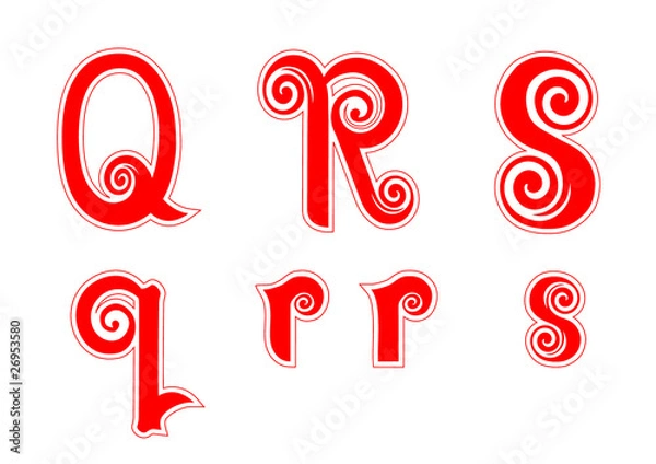 Obraz Candy Cane Swirl Letters QqRrSs