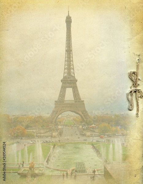 Obraz vintage background and eiffel tower in paris