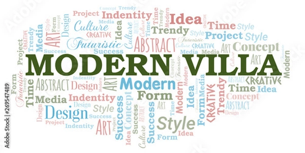 Fototapeta Modern Villa word cloud. Wordcloud made with text only.
